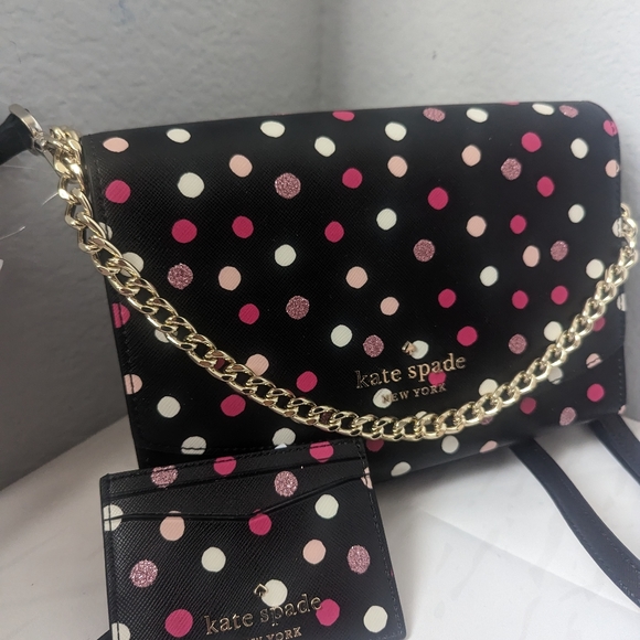 Kate Spade Carson Glimmer Dot Print Convertible Crossbody & Card Holder Set - Picture 6 of 6